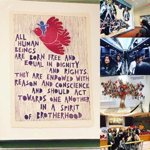 photo collage of the GC students at the UN Headquarters in NYC